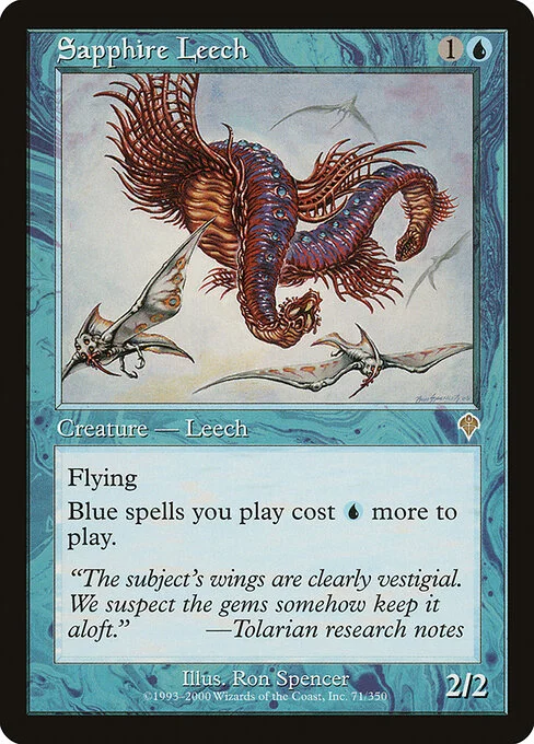 Sapphire Leech, carta Magic di tipo Creature — Leech illustrata da Ron Spencer