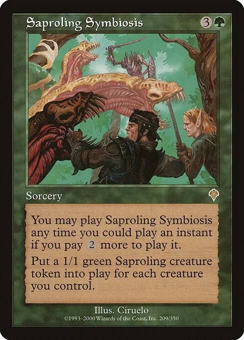 Saproling Symbiosis, carta Magic di tipo Sorcery illustrata da Ciruelo
