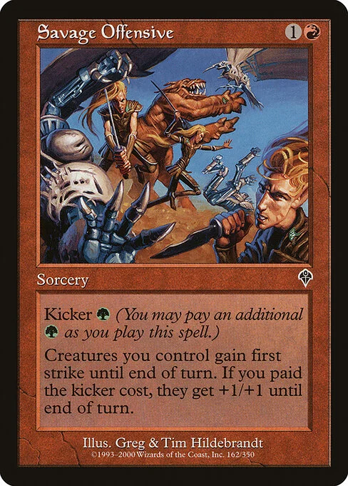 Savage Offensive, carta Magic di tipo Sorcery illustrata da Greg Hildebrandt & Tim Hildebrandt
