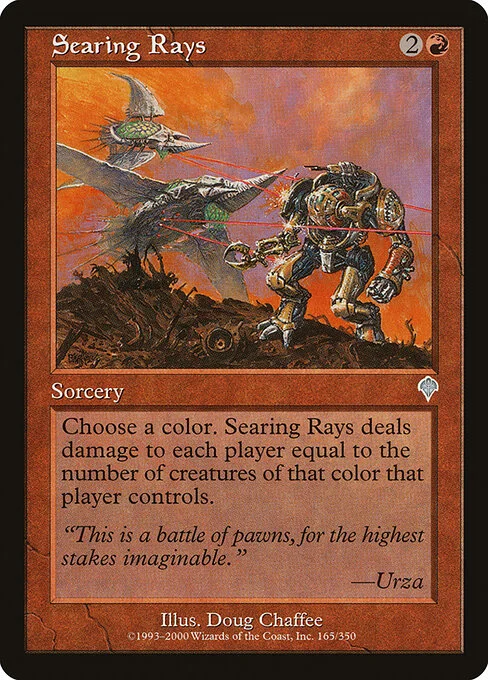 Searing Rays, carta Magic di tipo Sorcery illustrata da Doug Chaffee