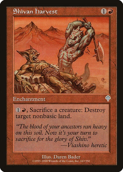 Shivan Harvest, carta Magic di tipo Enchantment illustrata da Daren Bader