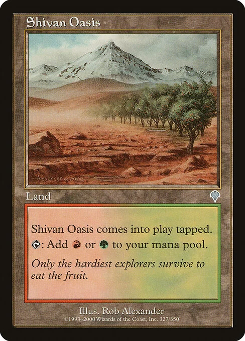 Shivan Oasis, carta Magic di tipo Land illustrata da Rob Alexander