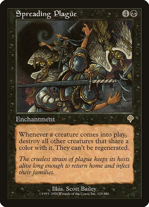 Spreading Plague, carta Magic di tipo Enchantment illustrata da Scott Bailey