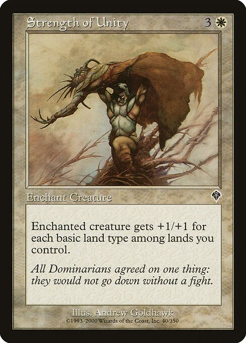 Strength of Unity, carta Magic di tipo Enchantment — Aura illustrata da Andrew Goldhawk