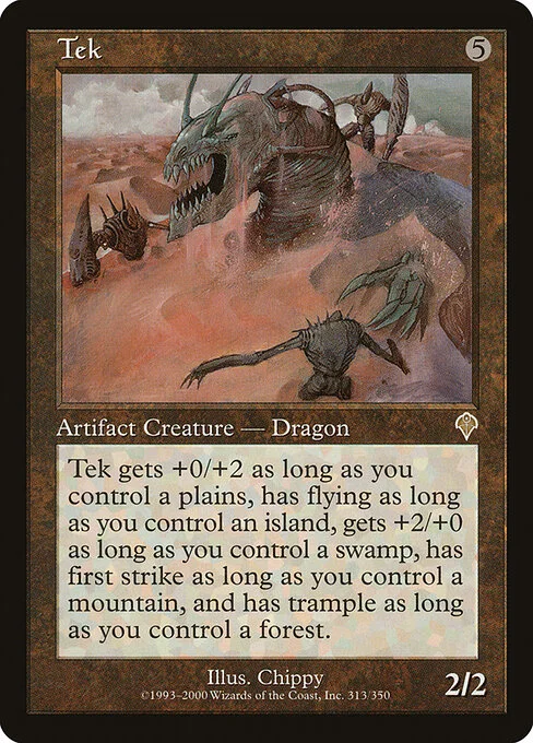 Tek, carta Magic di tipo Artifact Creature — Dragon illustrata da Chippy