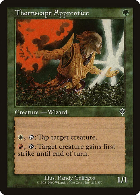 Thornscape Apprentice, carta Magic di tipo Creature — Human Wizard illustrata da Randy Gallegos