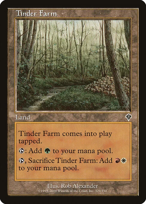 Tinder Farm, carta Magic di tipo Land illustrata da Rob Alexander