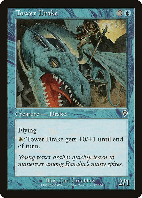 Tower Drake, carta Magic di tipo Creature — Drake illustrata da Carl Critchlow