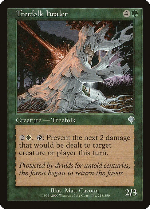 Treefolk Healer, carta Magic di tipo Creature — Treefolk Cleric illustrata da Matt Cavotta
