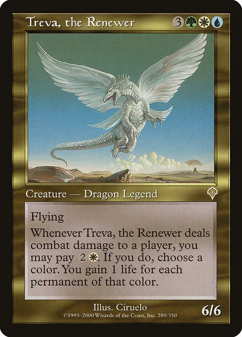 Treva, the Renewer, carta Magic di tipo Legendary Creature — Dragon illustrata da Ciruelo