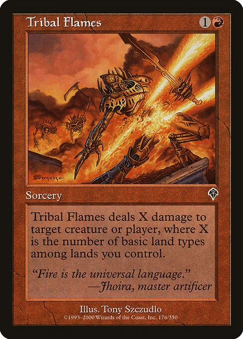 Tribal Flames, carta Magic di tipo Sorcery illustrata da Tony Szczudlo
