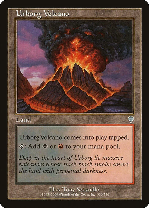 Urborg Volcano, carta Magic di tipo Land illustrata da Tony Szczudlo