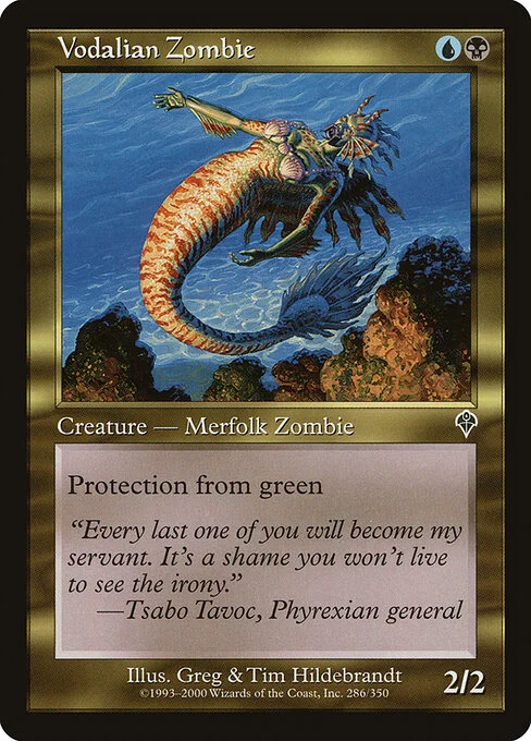 Vodalian Zombie, carta Magic di tipo Creature — Merfolk Zombie illustrata da Greg Hildebrandt & Tim Hildebrandt