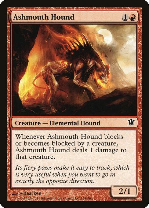 Ashmouth Hound, carta Magic di tipo Creature — Elemental Dog illustrata da Daarken