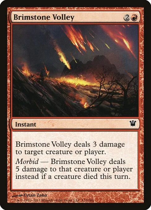 Brimstone Volley, carta Magic di tipo Instant illustrata da Eytan Zana