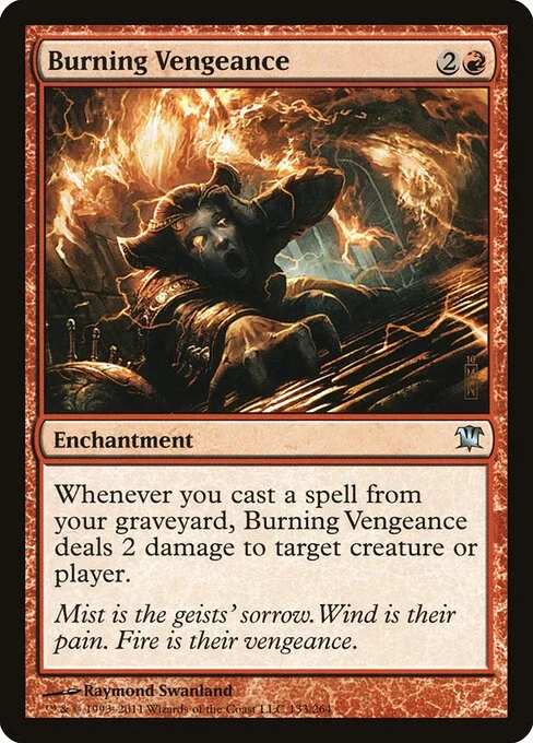 Burning Vengeance, carta Magic di tipo Enchantment illustrata da Raymond Swanland