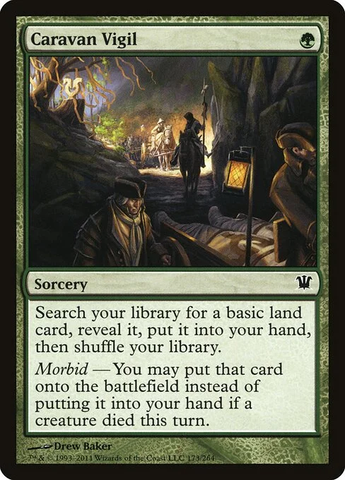 Caravan Vigil, carta Magic di tipo Sorcery illustrata da Drew Baker