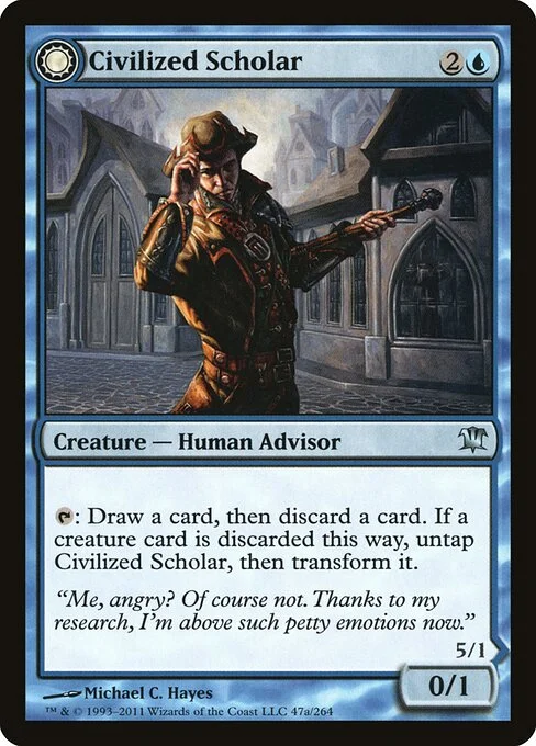 Civilized Scholar // Homicidal Brute, carta Magic di tipo Creature — Human Advisor // Creature — Human Mutant illustrata da Michael C. Hayes