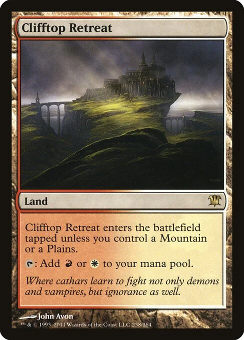 Clifftop Retreat, carta Magic di tipo Land illustrata da John Avon