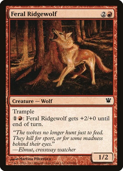 Feral Ridgewolf, carta Magic di tipo Creature — Wolf illustrata da Martina Pilcerova