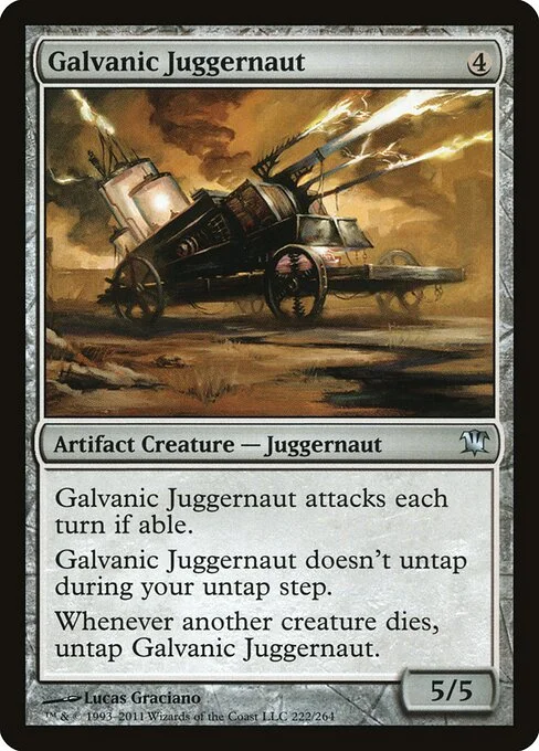 Galvanic Juggernaut, carta Magic di tipo Artifact Creature — Juggernaut illustrata da Lucas Graciano