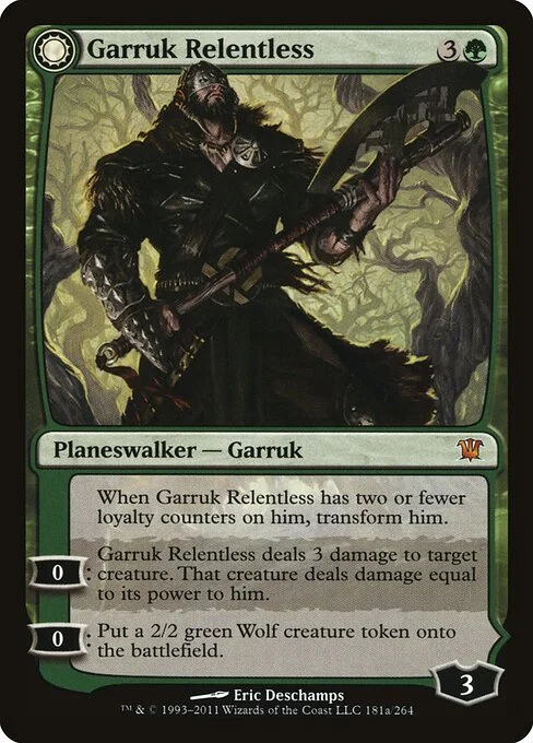 Garruk Relentless // Garruk, the Veil-Cursed, carta Magic di tipo Legendary Planeswalker — Garruk // Legendary Planeswalker — Garruk illustrata da Eric Deschamps