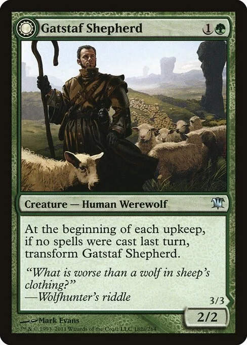 Gatstaf Shepherd // Gatstaf Howler, carta Magic di tipo Creature — Human Werewolf // Creature — Werewolf illustrata da Mark Evans