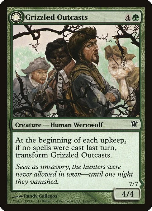 Grizzled Outcasts // Krallenhorde Wantons, carta Magic di tipo Creature — Human Werewolf // Creature — Werewolf illustrata da Randy Gallegos
