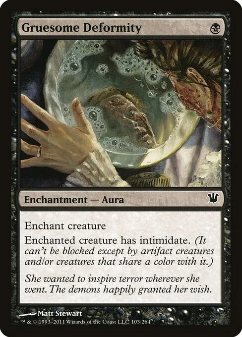 Gruesome Deformity, carta Magic di tipo Enchantment — Aura illustrata da Matt Stewart