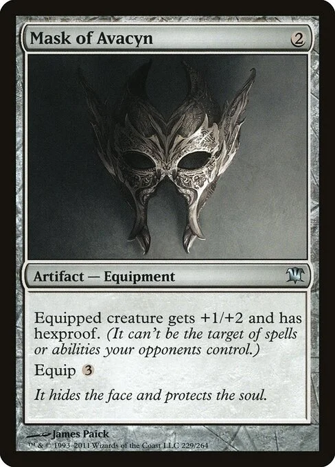 Mask of Avacyn, carta Magic di tipo Artifact — Equipment illustrata da James Paick