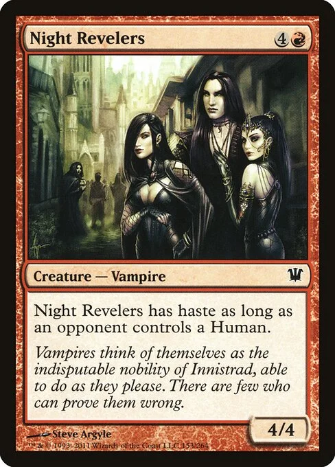 Night Revelers, carta Magic di tipo Creature — Vampire illustrata da Steve Argyle