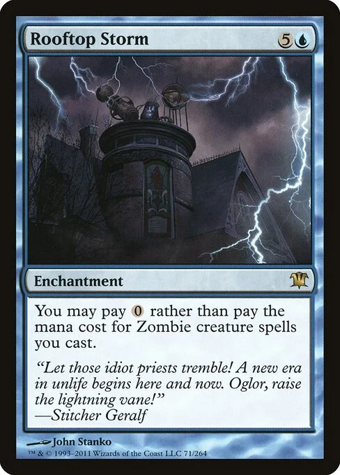 Rooftop Storm, carta Magic di tipo Enchantment illustrata da John Stanko