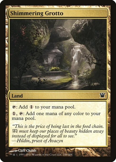 Shimmering Grotto, carta Magic di tipo Land illustrata da Cliff Childs