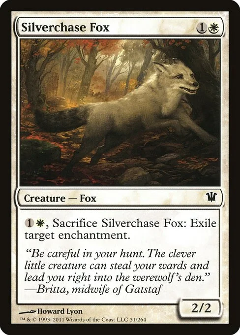 Silverchase Fox, carta Magic di tipo Creature — Fox illustrata da Howard Lyon