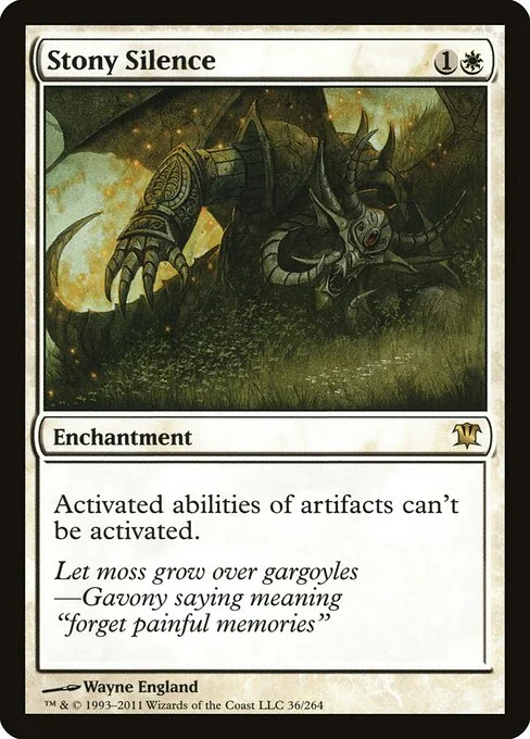 Stony Silence, carta Magic di tipo Enchantment illustrata da Wayne England
