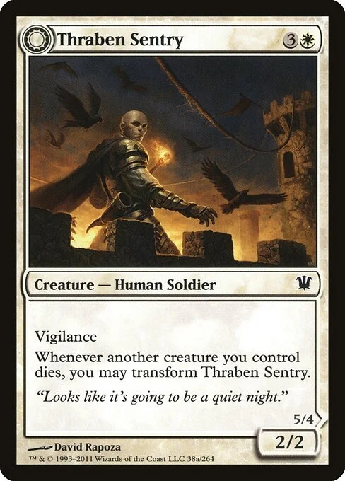 Thraben Sentry // Thraben Militia, carta Magic di tipo Creature — Human Soldier // Creature — Human Soldier illustrata da David Rapoza