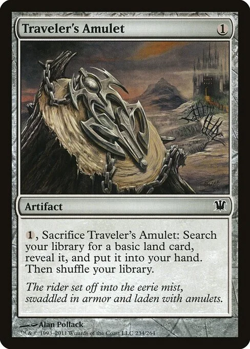 Traveler's Amulet, carta Magic di tipo Artifact illustrata da Alan Pollack