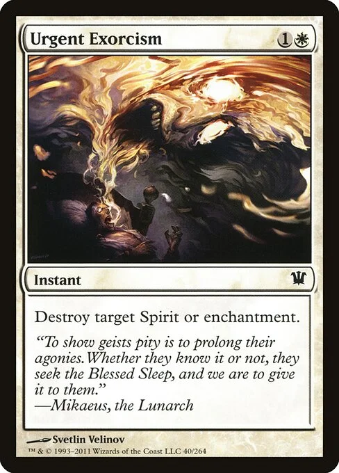 Urgent Exorcism, carta Magic di tipo Instant illustrata da Svetlin Velinov