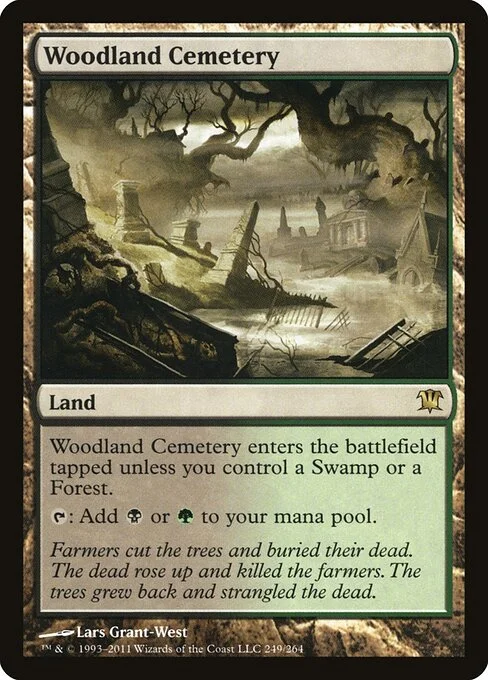 Woodland Cemetery, carta Magic di tipo Land illustrata da Lars Grant-West