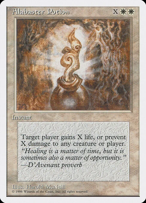 Alabaster Potion, carta Magic di tipo Instant illustrata da Harold McNeill
