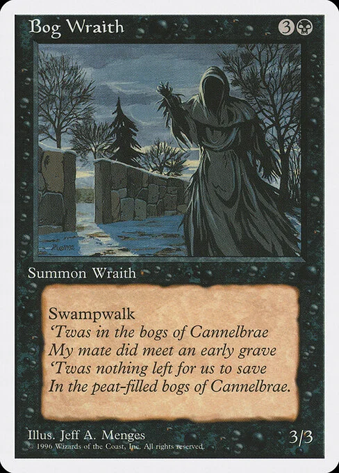Bog Wraith, carta Magic di tipo Creature — Wraith illustrata da Jeff A. Menges