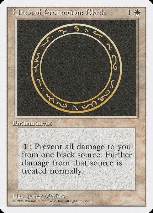 Circle of Protection: Black, carta Magic di tipo Enchantment illustrata da Jesper Myrfors