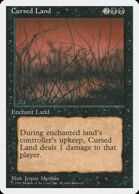 Cursed Land, carta Magic di tipo Enchantment — Aura illustrata da Jesper Myrfors