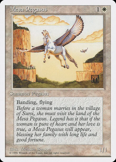 Mesa Pegasus, carta Magic di tipo Creature — Pegasus illustrata da Melissa A. Benson