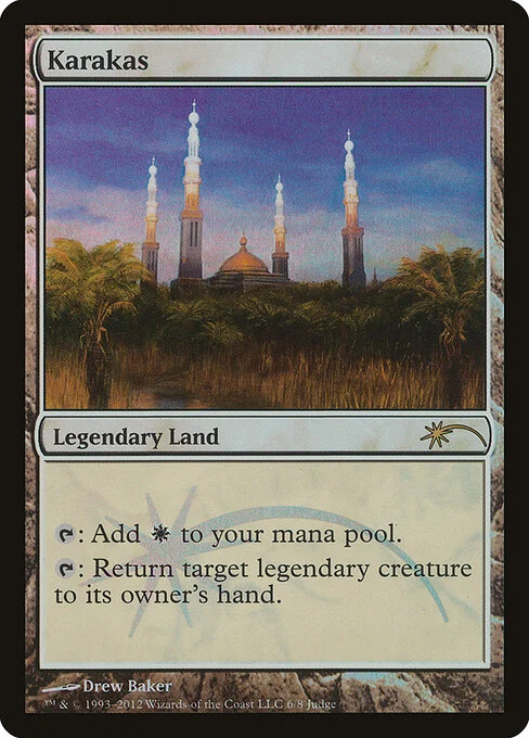 Karakas, carta Magic di tipo Legendary Land illustrata da Drew Baker