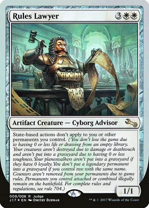 Rules Lawyer, carta Magic di tipo Artifact Creature — Cyborg Advisor illustrata da Dmitry Burmak