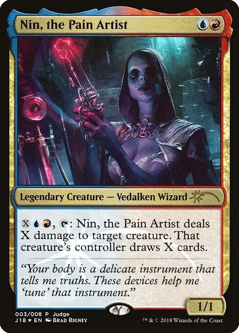 Nin, the Pain Artist, carta Magic di tipo Legendary Creature — Vedalken Wizard illustrata da Brad Rigney