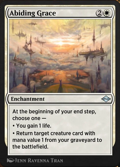Abiding Grace, carta Magic di tipo Enchantment illustrata da Ravenna Tran