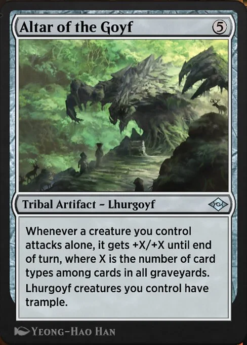 Altar of the Goyf, carta Magic di tipo Kindred Artifact — Lhurgoyf illustrata da Yeong-Hao Han