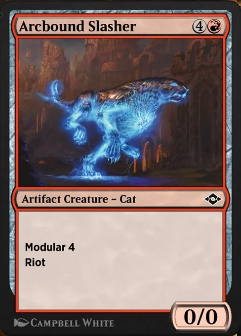 Arcbound Slasher, carta Magic di tipo Artifact Creature — Cat illustrata da Campbell White